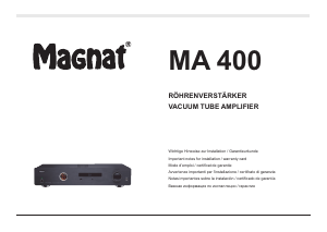 Mode d’emploi Magnat MA 400 Amplificateur