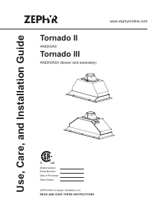 Manual Zephyr AK8300ASX Tornado III Cooker Hood