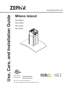 Mode d’emploi Zephyr ZML-E42BS Milano Island Hotte aspirante