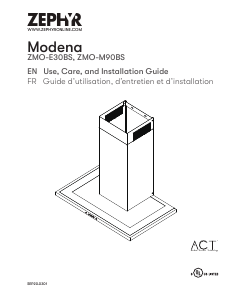 Manual Zephyr ZMO-M90BS Modena Cooker Hood