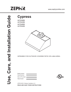 Manual Zephyr AK7848BS Cypress Cooker Hood