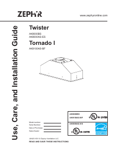 Handleiding Zephyr AK8100AS-BF Tornado I Afzuigkap