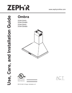 Manual Zephyr ZOM-E36ABS Ombra Cooker Hood