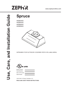 Handleiding Zephyr AK9834AS Spruce Afzuigkap