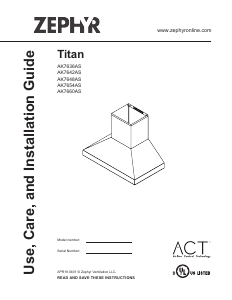 Manual Zephyr AK7636AS Titan Cooker Hood