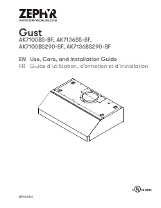 Manual Zephyr AK7136BS290-BF Gust Cooker Hood