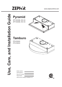 Manual Zephyr ZTA-E36AS Tamburo Cooker Hood