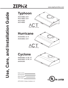 Mode d’emploi Zephyr AK6536BW Cyclone Hotte aspirante