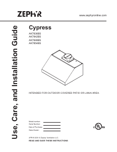 Manual Zephyr AK7836BS Cypress Cooker Hood
