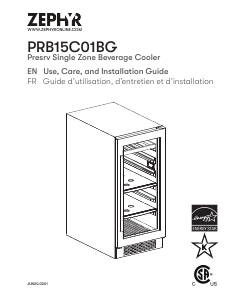 Manual Zephyr PRB15C01BG Refrigerator