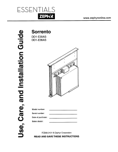 Manual Zephyr DD1-E36AS Sorrento Cooker Hood