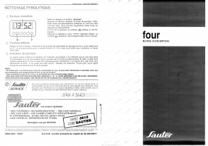 Mode d’emploi Sauter 9312CP Four