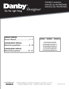 Mode d’emploi Danby DUFM085A4BSLDD Congélateur