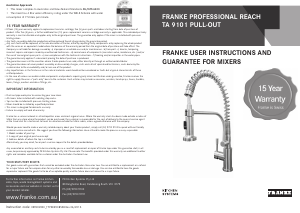 Manual Franke TA 9101 PULL-OUT Faucet