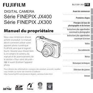 Mode d’emploi Fujifilm FinePix JX350 Appareil photo numérique