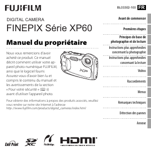 Mode d’emploi Fujifilm FinePix XP60 Appareil photo numérique
