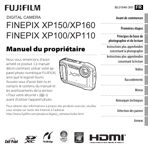 Mode d’emploi Fujifilm FinePix XP160 Appareil photo numérique
