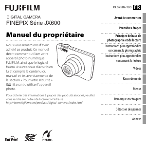 Mode d’emploi Fujifilm FinePix JX680 Appareil photo numérique