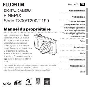 Mode d’emploi Fujifilm FinePix T190 Appareil photo numérique