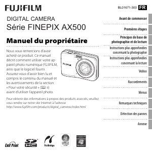 Mode d’emploi Fujifilm FinePix AX550 Appareil photo numérique