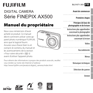 Mode d’emploi Fujifilm FinePix AX500 Appareil photo numérique