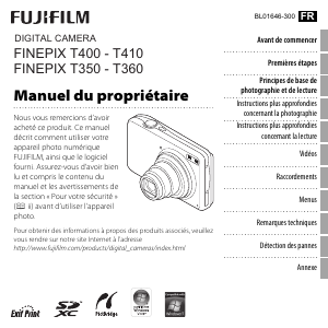 Mode d’emploi Fujifilm FinePix T360 Appareil photo numérique