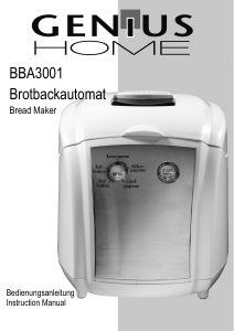 Manual Genius Home BBA3001 Bread Maker