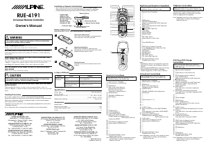 Handleiding Alpine RUE-4191 Afstandsbediening