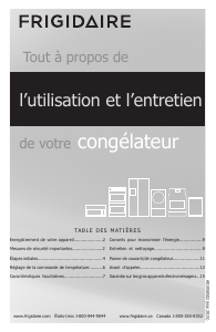 Mode d’emploi Frigidaire FFFU13M1QW Congélateur