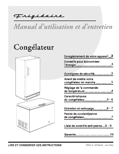 Mode d’emploi Frigidaire FFU17M7HW Congélateur