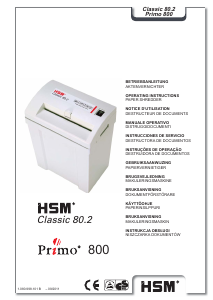Käyttöohje HSM Classic 80.2 Paperisilppuri