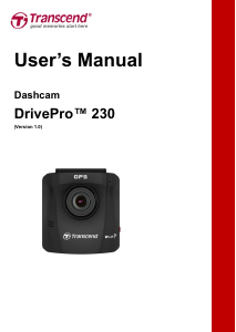 Manual Transcend DrivePro 230 Action Camera