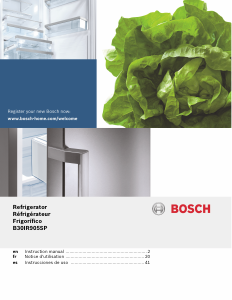 Manual Bosch B30IR905SP Refrigerator