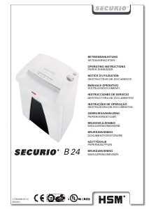 Käyttöohje HSM Securio B24 Paperisilppuri