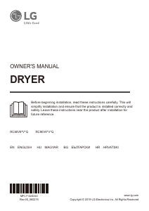 Priručnik LG RC80V9AV3Q Sušilica