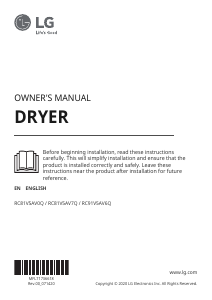 Manual LG RC81V5AV0Q Dryer