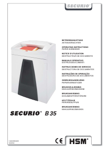 Mode d’emploi HSM Securio B35 Destructeur