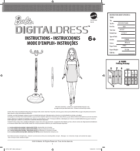 Mode d’emploi Mattel Y8178 Barbie Digital Dress Doll