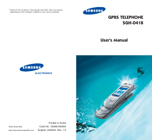 Bruksanvisning Samsung SGH-D418 Mobiltelefon