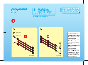 Manuale Playmobil set 6255 Riding Stables Espansione della recinzione del grande maneggio