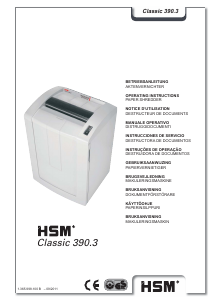 Käyttöohje HSM Classic 390.3 Paperisilppuri