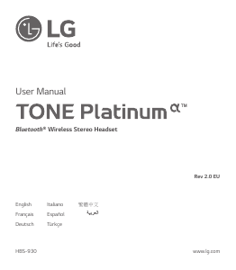 Mode d’emploi LG HBS-930 Tone Platinum Headset