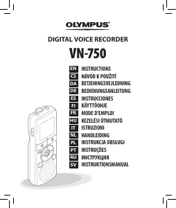 Manuál Olympus VN-750 Audiozáznamník