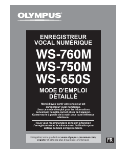 Mode d’emploi Olympus WS-750M Enregistreur numérique
