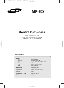 Manual Samsung MP-80SA12M Media Player