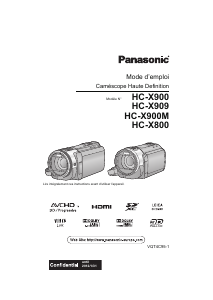 Mode d’emploi Panasonic HC-X909EF Caméscope