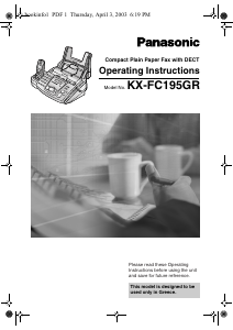 Manual Panasonic KX-FC195GRG Fax Machine