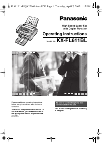 Manual Panasonic KX-FL611BL Fax Machine