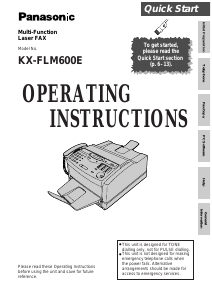 Manual Panasonic KX-FLM600E Fax Machine