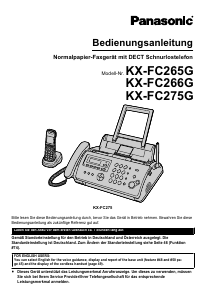 Bedienungsanleitung Panasonic KX-FC275G Faxmaschine